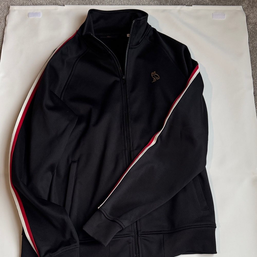 OVO - Octobers Very Own - Black Track Jacket with Red and White Stripes
